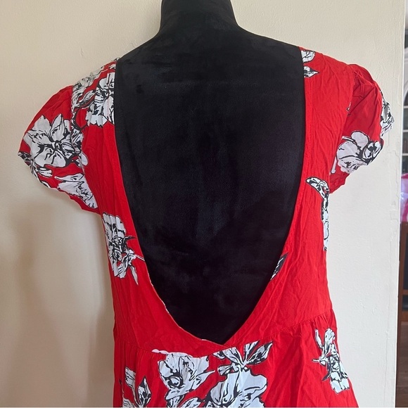 Free People Red Rita Tiered Midi Dress Small - Picture 6 of 11